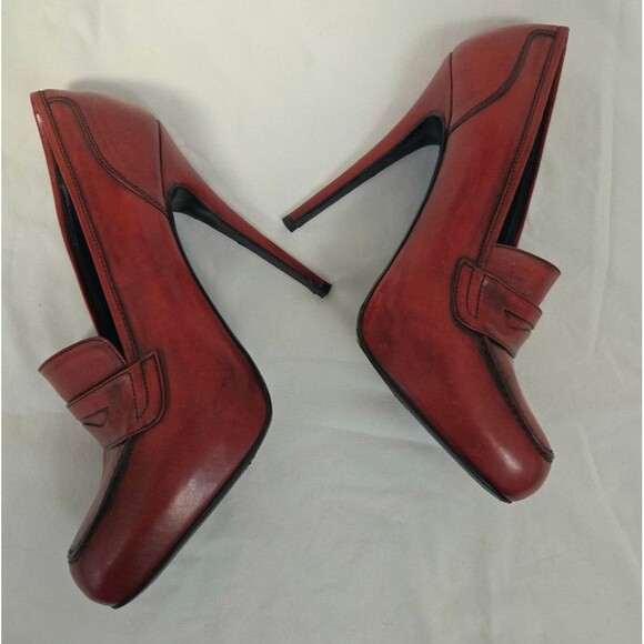 Vera Wang Lavender Red Talli Penny Loafer Stilettos 9.5 - Picture 3 of 13